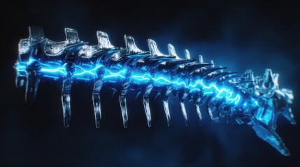Detailed illustration of a futuristic spine with glowing energy.