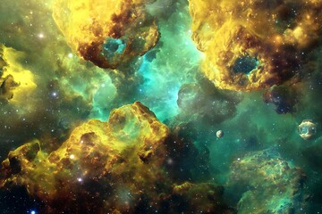 Fototapeta premium Colorful cosmic nebulae with glowing stars.