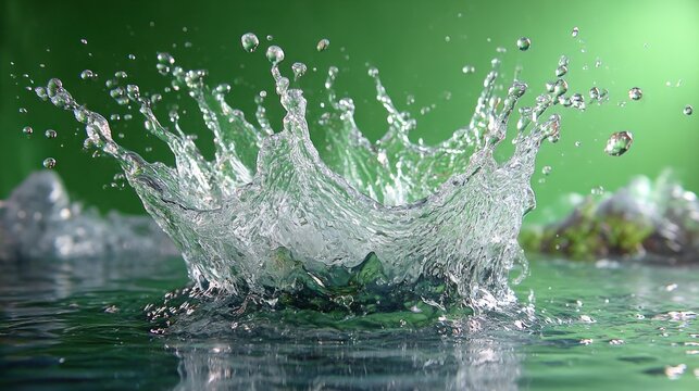 Water splash on green background (3)
