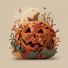 Fototapeta premium carved pumpkin halloween illustration