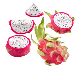 dragon fruit isolated on transparent png (Image from camera)
