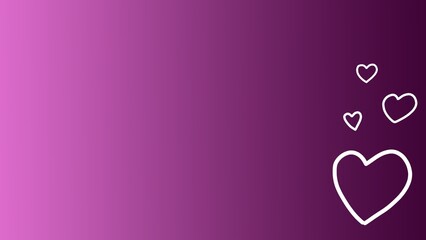 purple gradient love background with heart outlines