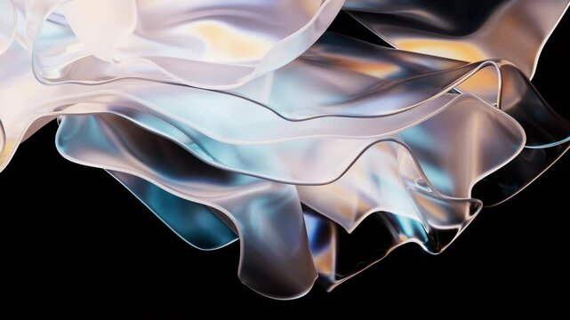 Flowing transparent multilayer cloth background, 3d rendering.
