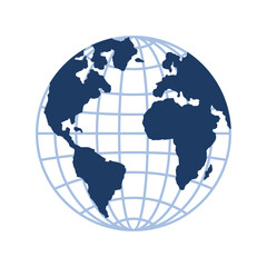 flat globe vector illustration image with world map
