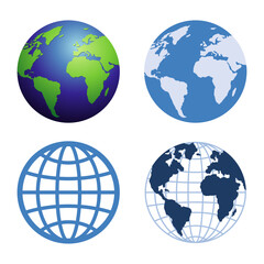 flat globe vector illustration image with world map
