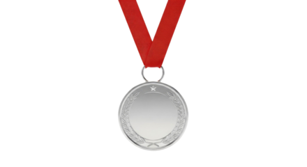 Silver Medal with Red Ribbon: Achievement, Victory, and Success