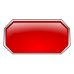 3D Red Chamfered Rectangle Short Button UI Asset Vector Template PNG Image