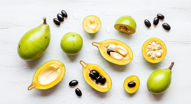 Bucida Buceras Fruit Arrangement on White Surface