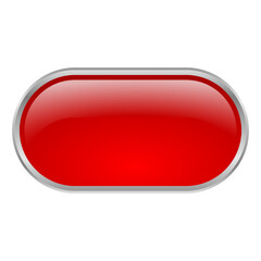 3D red rounded rectangle short button png UI asset vector template