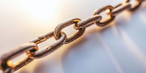 Obraz premium Close-up metal chain links, light background