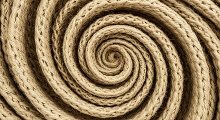 Beige rope coiled in a spiral pattern creating a natural texture and design element