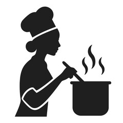 Female Cook with Pot and Spoon: Kitchen Graphic