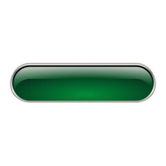 3D green rounded rectangle long button png UI asset vector template