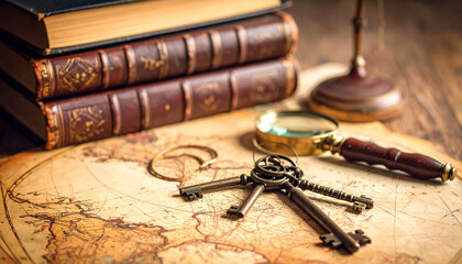 History Textbook Treasure Hunt. Back to School concept. Generated image