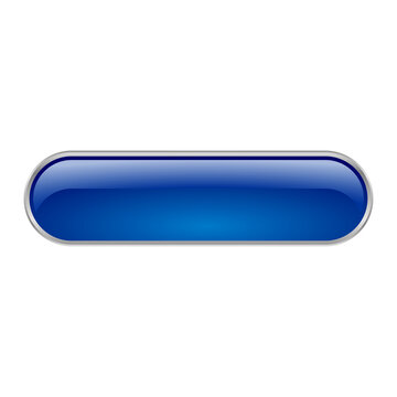 3D blue rounded rectangle long button png UI asset vector template