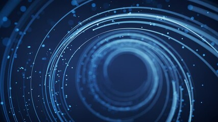 Rotating glowing vortex lines and particles background, 3d rendering. - Powered by Adobe