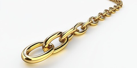Obraz premium Gold Chain Links on White Background