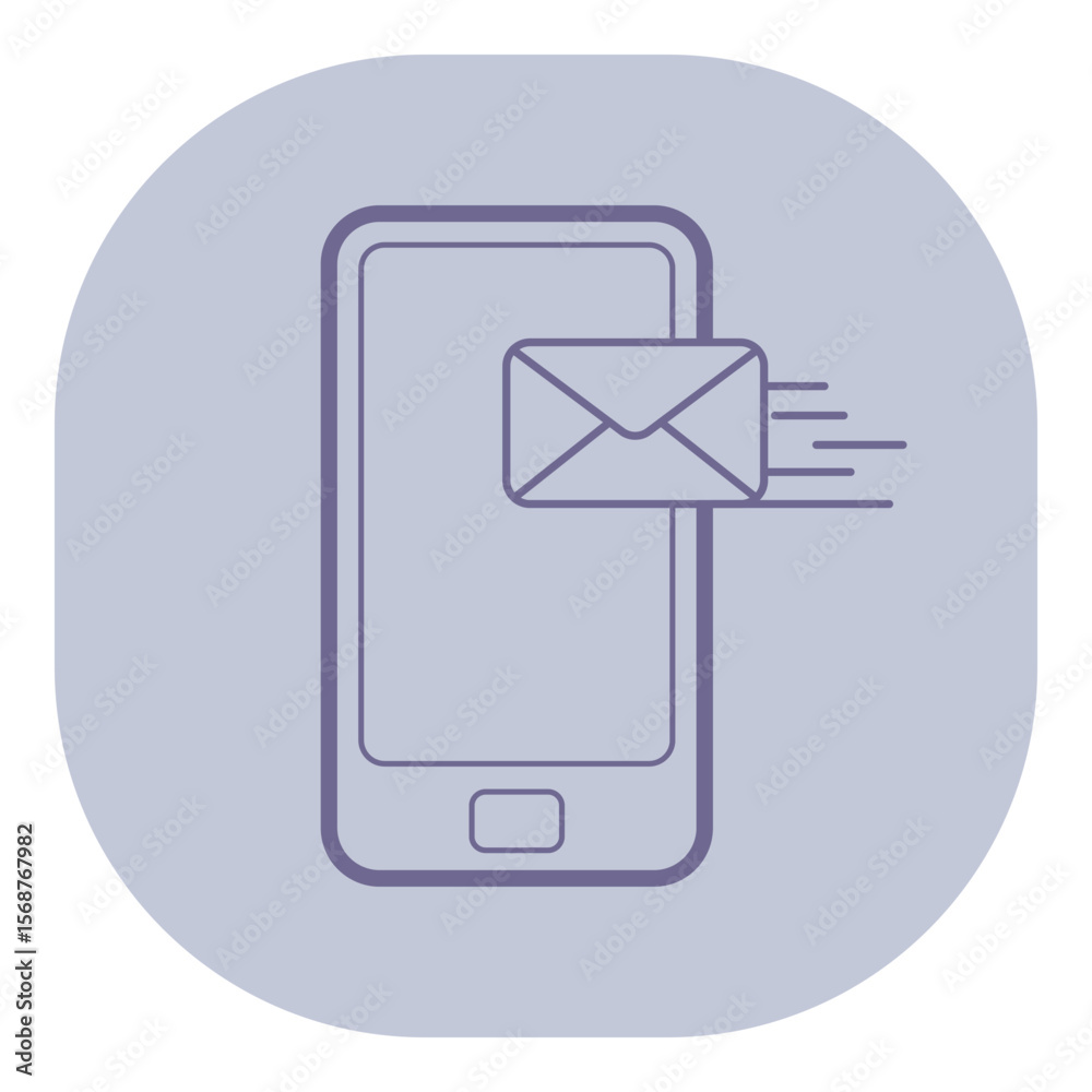 Aufkleber simple line icon of mobile device with envelope symbolizing message being sent. tech applications or