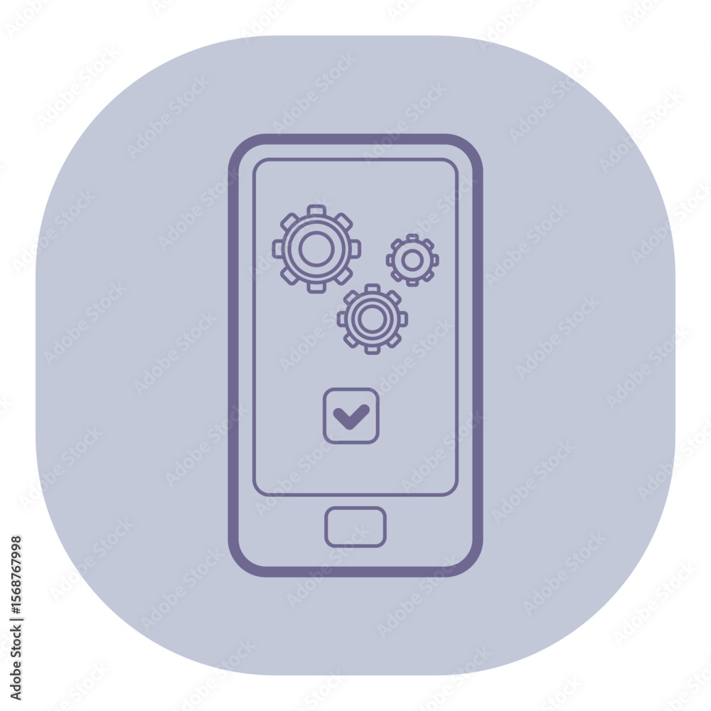 Aufkleber simple line icon of mobile device with gear symbols indicating settings. concept of customization an