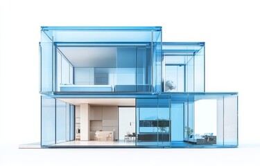 Modern Glass House, Interior View, Architectural Design, Contemporary Structure