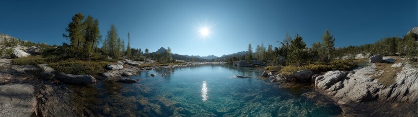 Naklejka premium Nature reflection mountain lake hdr 360 degrees