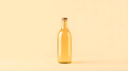 Obraz premium Elegant amber glass bottle presentation on minimalist pale background