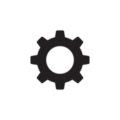 Gear, Setting Cog, Cogwheel or Gearwheel Solid Flat Vector Icon Isolated on White Background.
