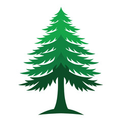 Fototapeta premium Green Hemlock tree isolated on a white background, perfect for your winter holiday and New Year celebration designs