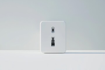 Minimalist white power outlet on a plain surface