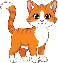 Obraz premium Cartoon orange tabby cat standing on a white background illustration