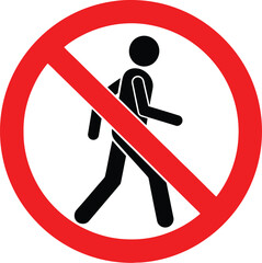 No walking sign with a red circle and a slash over a stick figure