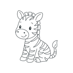 Cute cartoon Zebra coloring book illustration vector design templates simple and modern concept