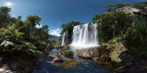 Fototapeta premium Waterfall adventure hdr 360° nature view hdri