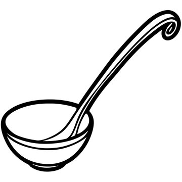 recommend clip art: Ladle Cooking Tool Line Art Vector