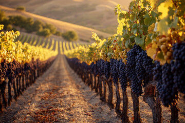 Naklejka premium Picturesque Grape Harvest in a Sun-Drenched Countryside
