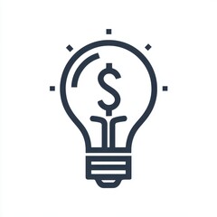 Line art illustration of a lightbulb with a dollar sign inside, symbolizing financial ideas or innovation. Simple, clean design on a white background.