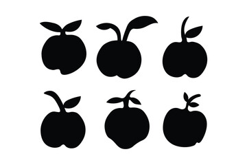 Silhouette Collection Six Unique Apple Fruit Icons