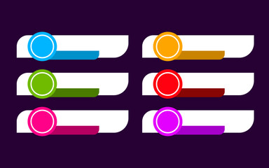 Infographic six colorful lower thirds for business video promotion.
