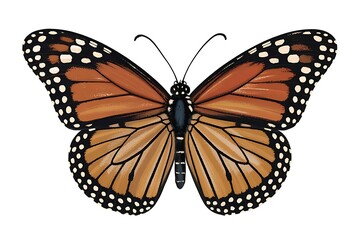 Fototapeta premium Detailed illustration of a monarch butterfly with orange wings and black markings