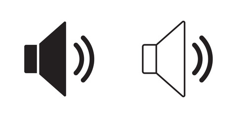 Volume icon set, Speaker volume and mute icon in circle outline. Simple sound volume and audio mute mark symbol design illustration. design eps 10