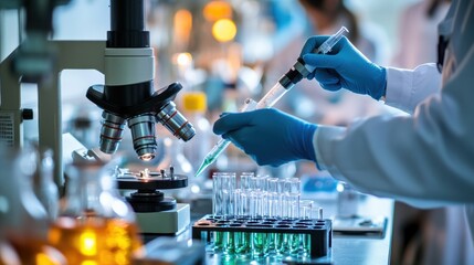 A Close Up View of a Scientist Conducting Research in a Modern Laboratory Setting Using Advanced Equipment and Precise Techniques