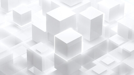 Obraz premium Abstract arrangement of white cubes and squares, creating a futuristic, clean