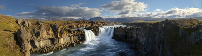 Stunning waterfall view iceland hdr 360° hdri
