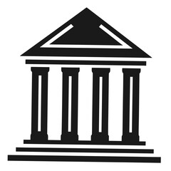 Fototapeta premium Classic Bank Building Silhouette Icon with Pillars and Triangular Roof for Finance Design