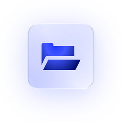 Glassmorphism Icon Open Folder Icon Open Folder Soft Shadow Glassmorphic Document Icon File Icon Directory Icon Archive Icon Paper Folder File Storage Data Folder