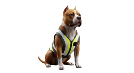 American Staffordshire Terrier in Safety Vest: K9 Unit Dog Photography
