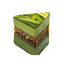 Delicious Matcha Green Tea Cheesecake Slice with Nut Crust