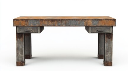 Rusted metal workbench desk