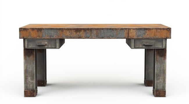Rusted metal workbench desk - Powered by Adobe