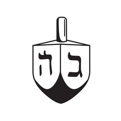 Obraz premium Classic black and white illustration of a dreidel a traditional jewish holiday toy vintage art